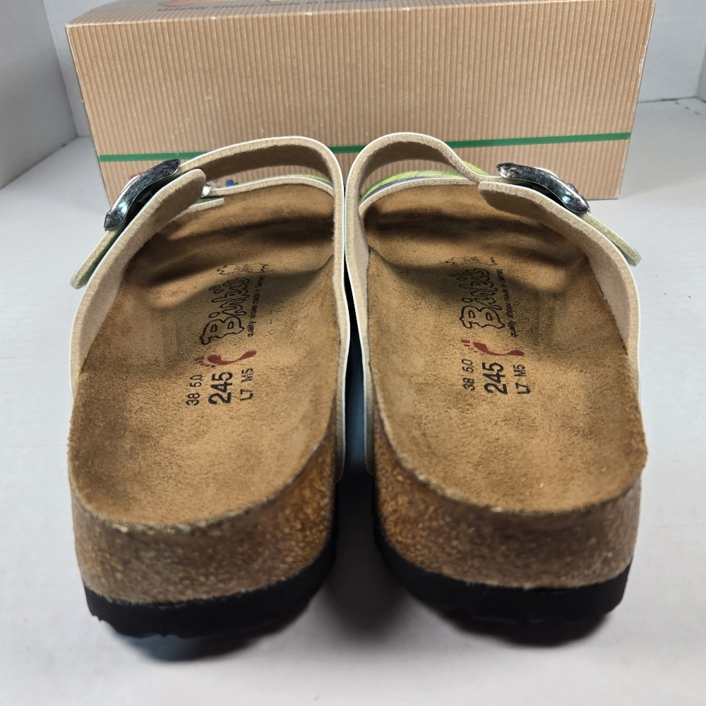 Birkenstock Birki's Santiago Brazil Flag Sandals EU38 Narrow US W7 M5 - Picture 4 of 8